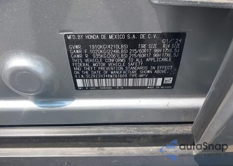 2024 Honda Hr-V Awd Lx from USA, damaged, VIN 3CZRZ2H34RM761609